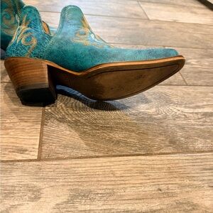Myra Bag Teal Western Embroidered Ankle Boots